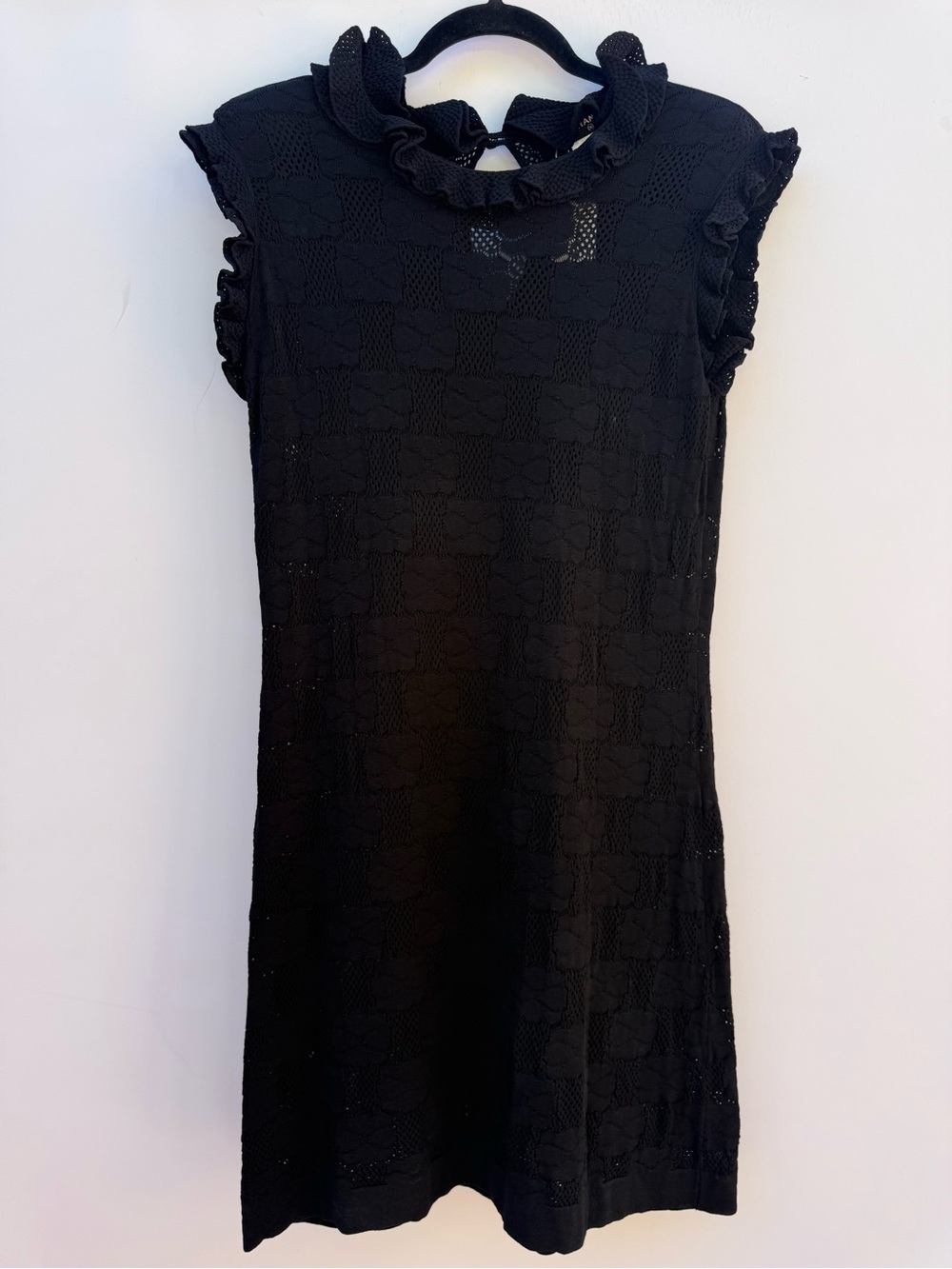 CHANEL Black Ruffle Knit Mini Dress